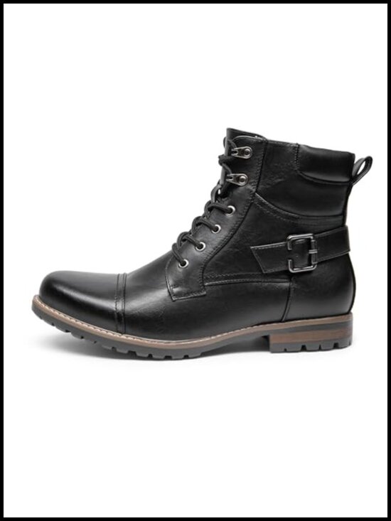 Premium Synthetic Leather Motorcycle Combat Boots with Zipper main image 5